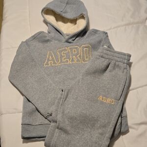 Aeropostale Kids Gray and Cream Hoodie Jogger Set